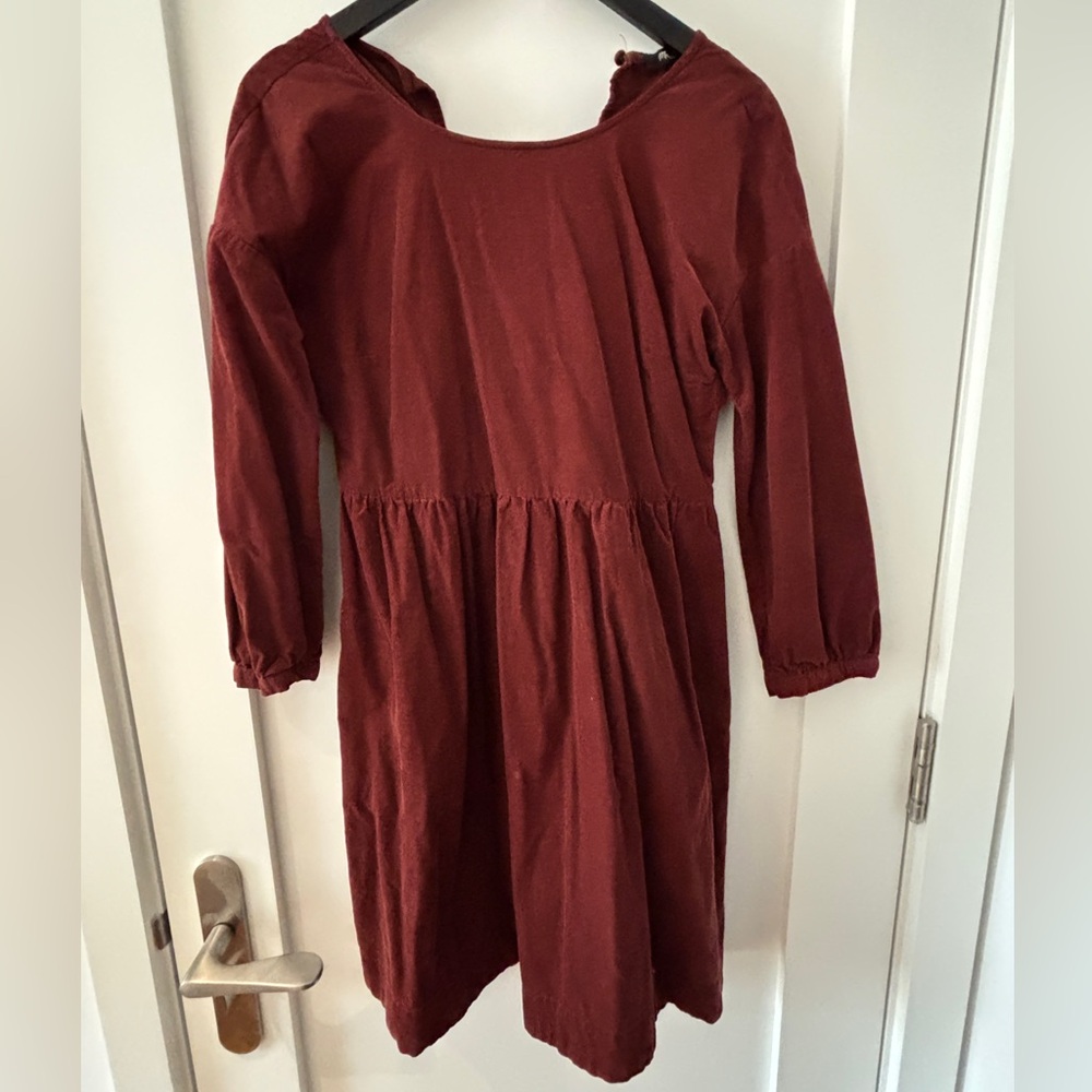 Madewell Long Sleeve Velvet Wine-Red Dress